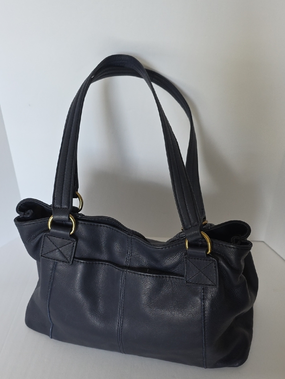 American Leather Co. Navy Pebbled Leather Purse/Shoulder Bag